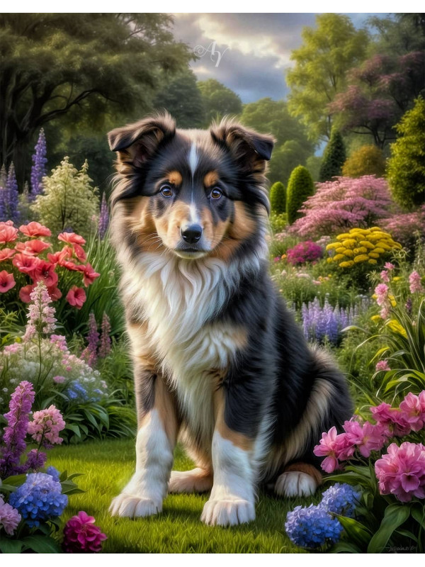 Collie Puppy Portrait Paintings