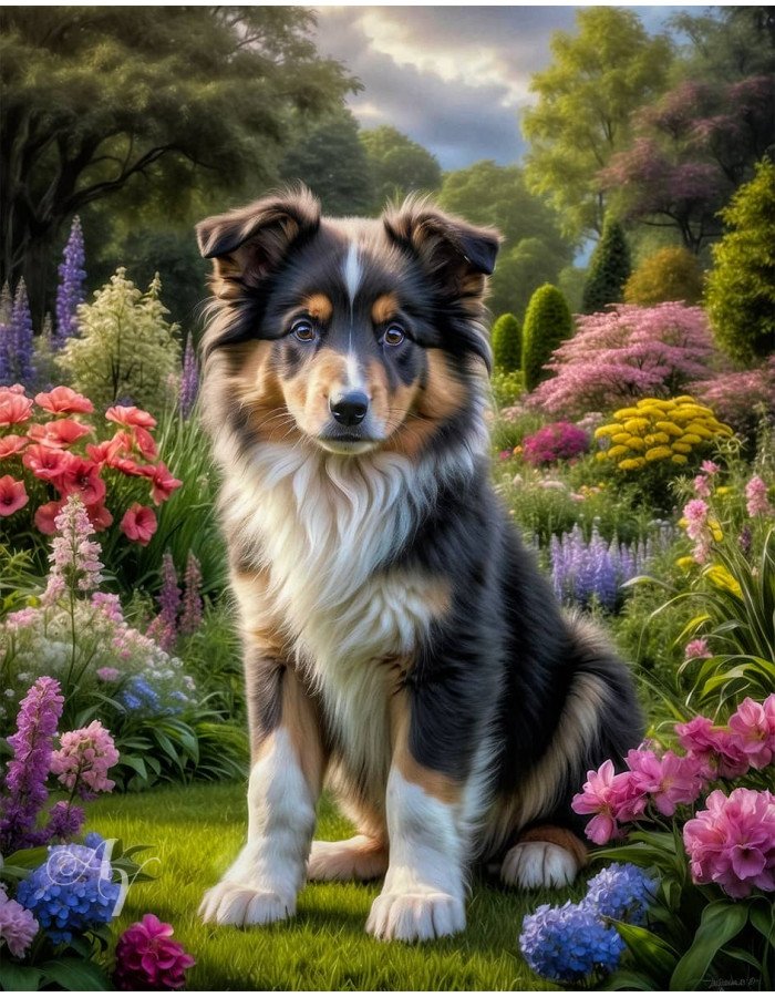 Collie Puppy Portrait Paintings Collie Puppy Portrait Paintings