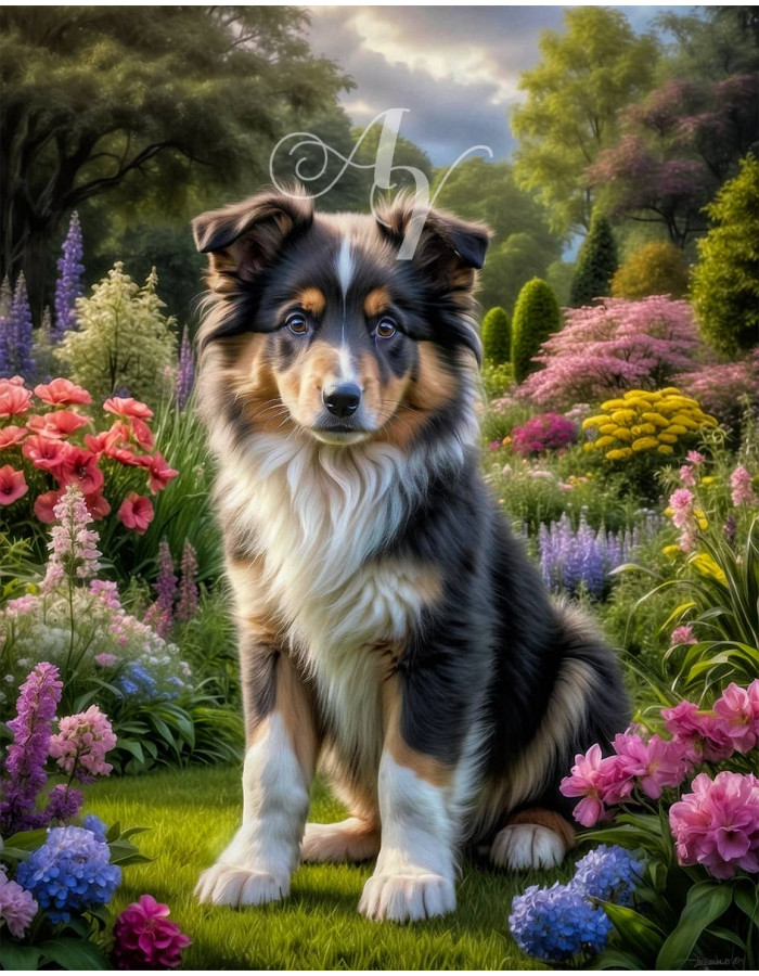 Collie Puppy Portrait Paintings Collie Puppy Portrait Paintings