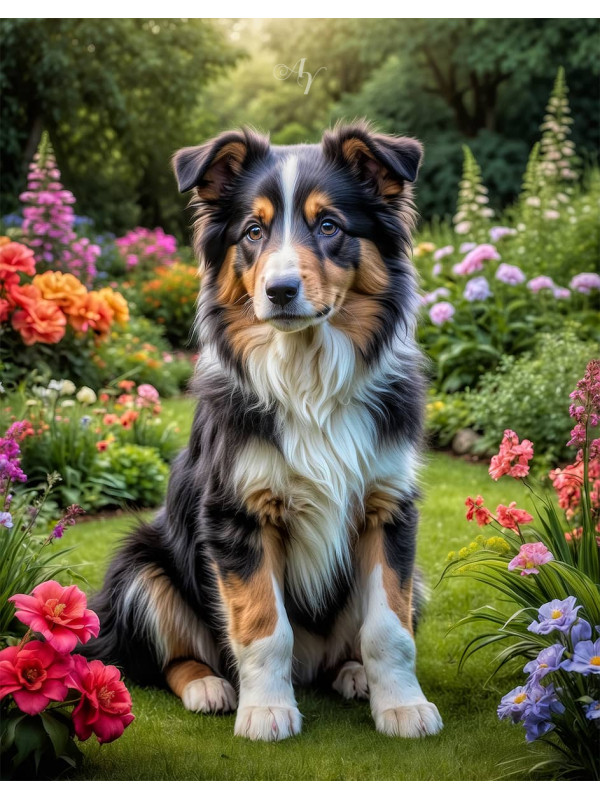 Collie Puppy Portrait Paintings