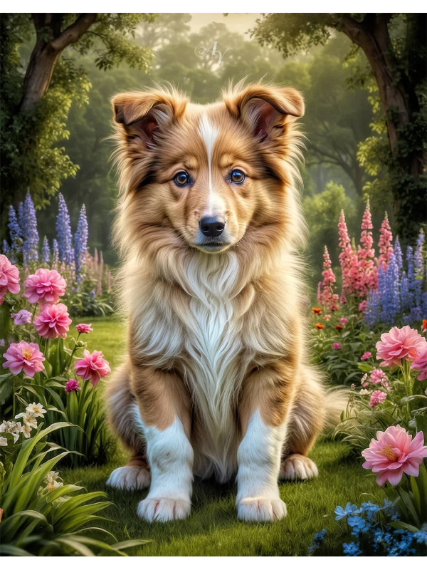 Collie Puppy Portrait Paintings