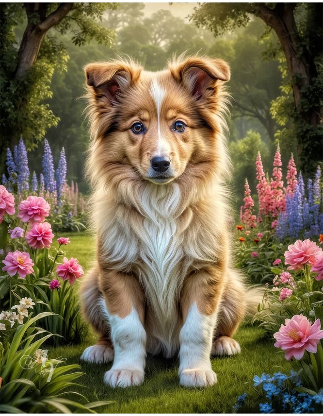 Collie Puppy Portrait Paintings Collie Puppy Portrait Paintings