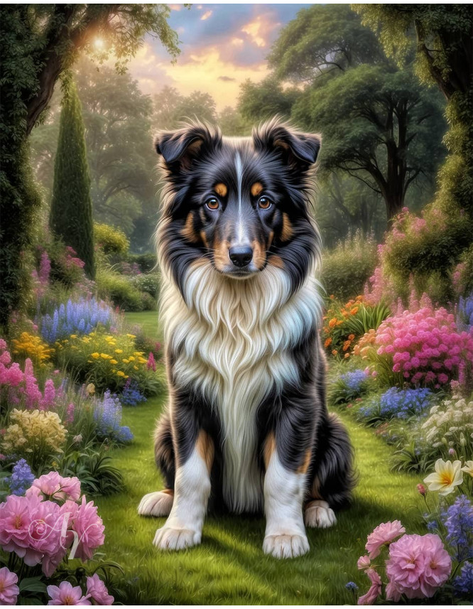 Collie Puppy Portrait Paintings Collie Puppy Portrait Paintings