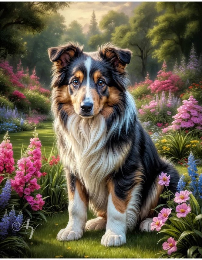 Collie Puppy Portrait Paintings Collie Puppy Portrait Paintings