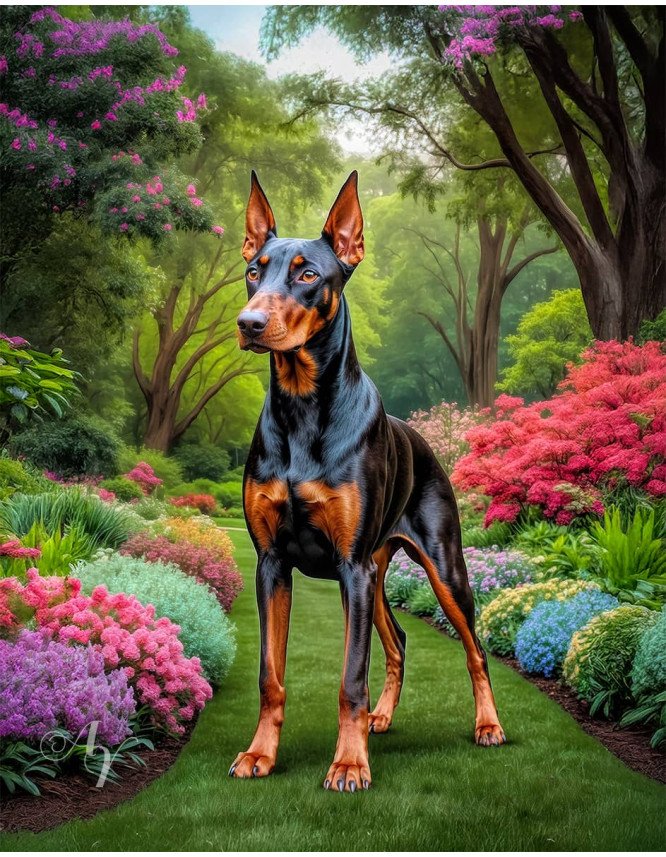 Doberman Pinscher Portrait Paintings