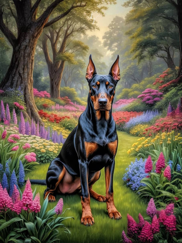 Doberman Pinscher Portrait Paintings