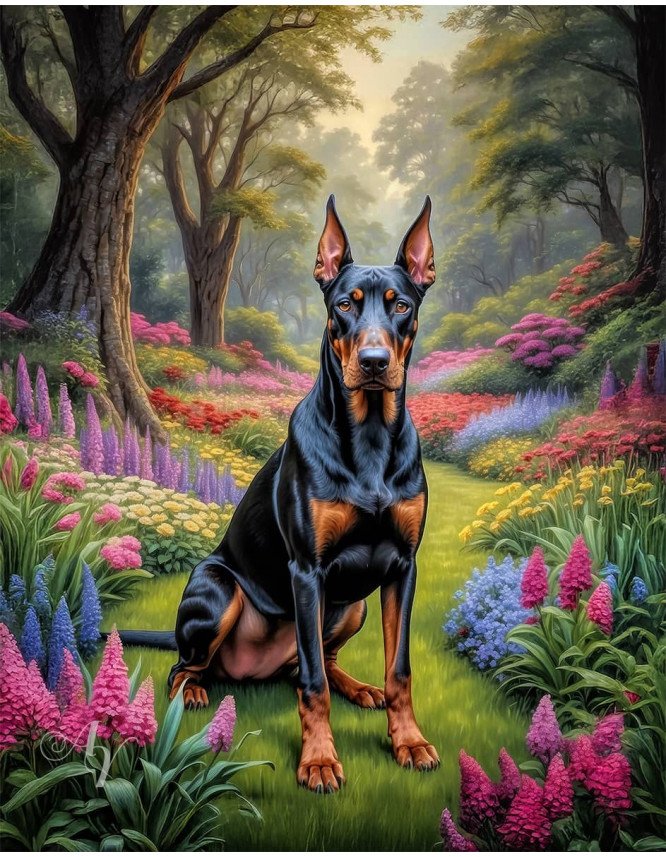 Doberman Pinscher Portrait Paintings
