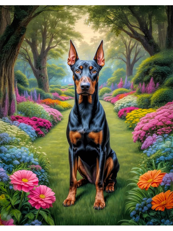 Doberman Pinscher Portrait Paintings