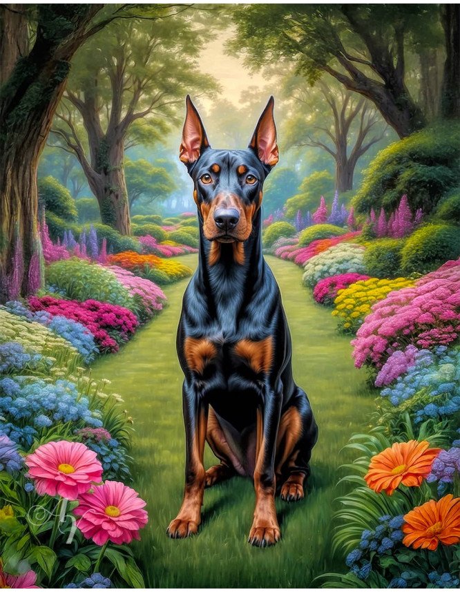 Doberman Pinscher Portrait Paintings