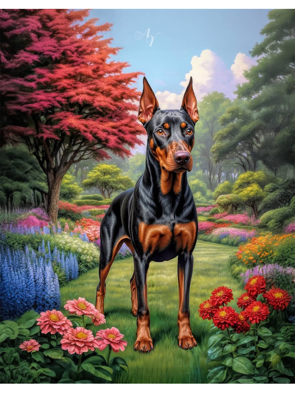 Doberman Pinscher Portrait Paintings