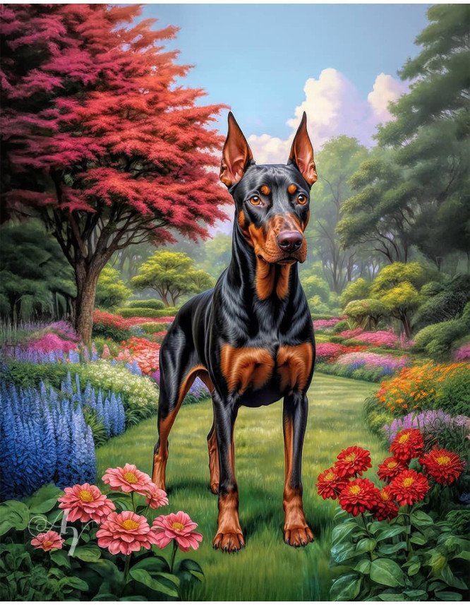 Doberman Pinscher Portrait Paintings