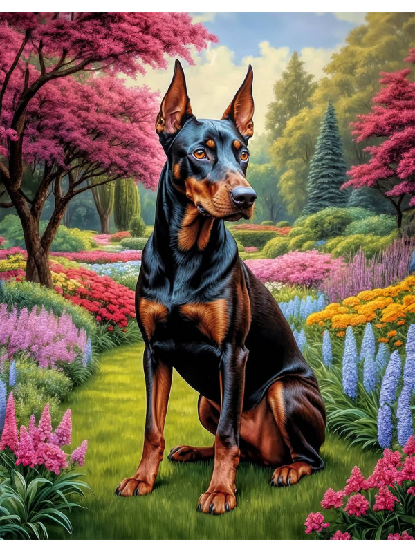 Doberman Pinscher Portrait Paintings