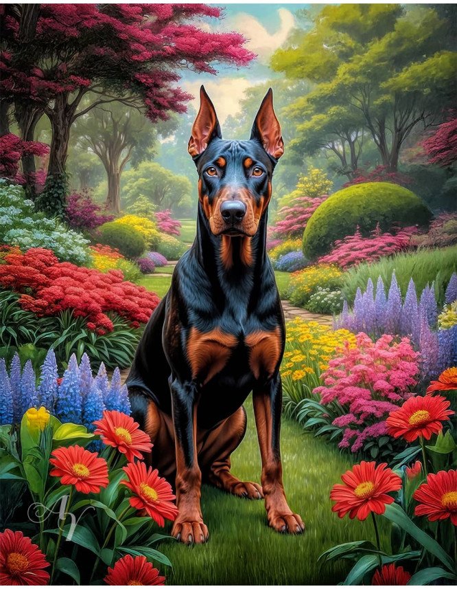 Doberman Pinscher Portrait Paintings