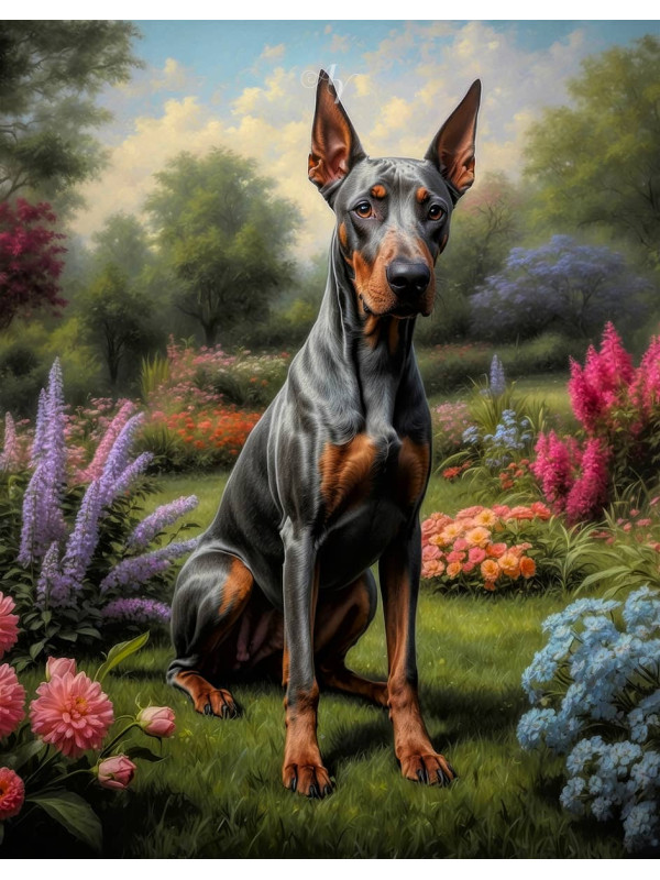 Doberman Pinscher Portrait Paintings