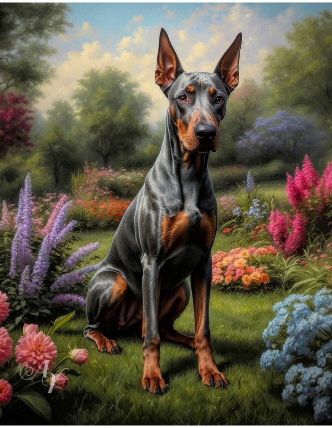 Doberman Pinscher Portrait Paintings