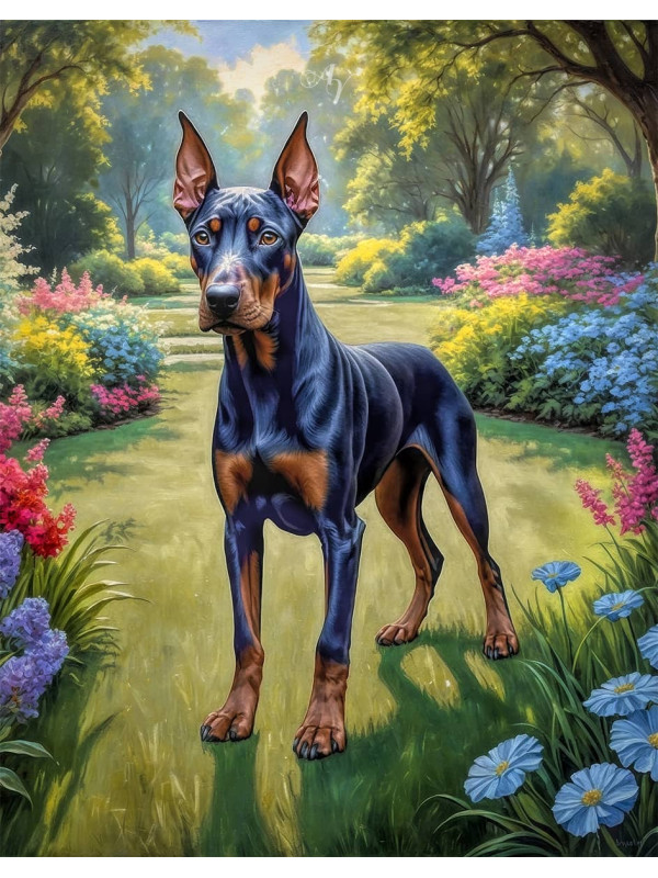 Doberman Pinscher Portrait Paintings