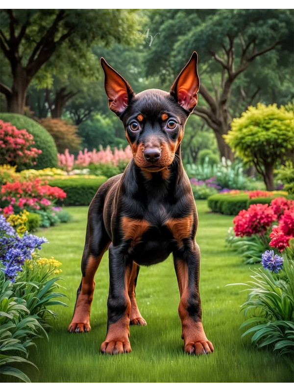 Doberman Pinscher Portrait Paintings