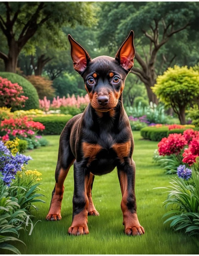Doberman Pinscher Portrait Paintings