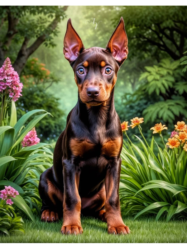 Doberman Pinscher Portrait Paintings