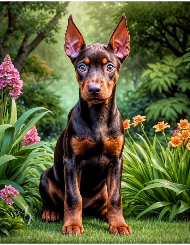 Doberman Pinscher Portrait Paintings