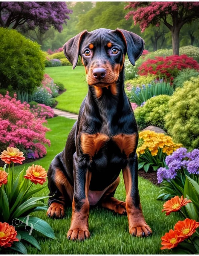 Doberman Pinscher Portrait Paintings