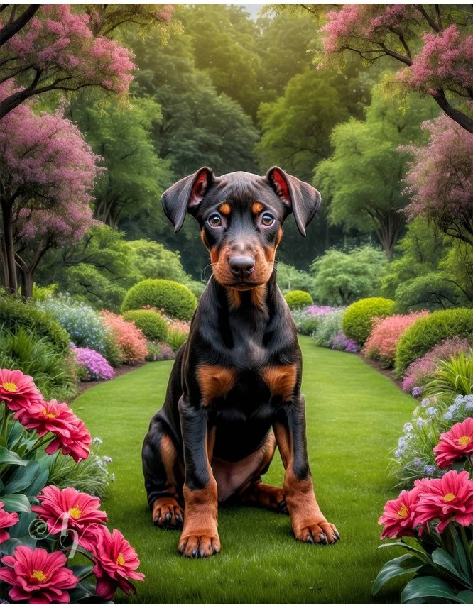 Doberman Pinscher Portrait Paintings