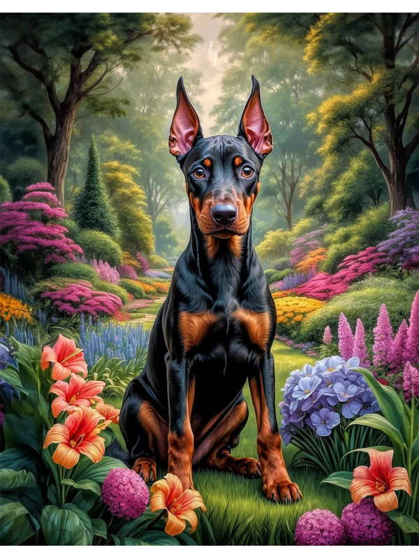 Doberman Pinscher Portrait Paintings