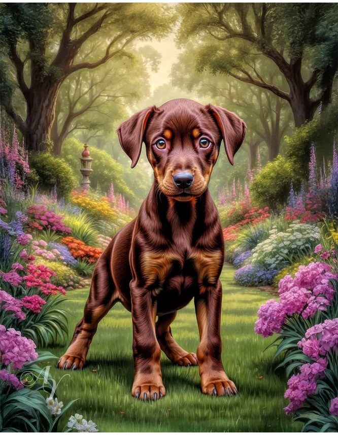 Doberman Pinscher Portrait Paintings