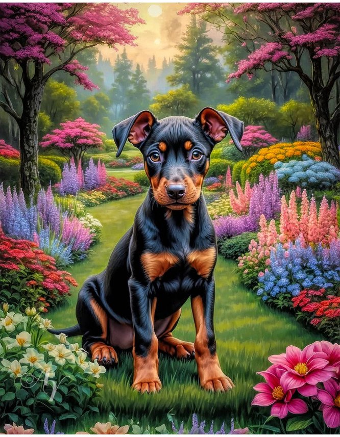 Doberman Pinscher Portrait Paintings