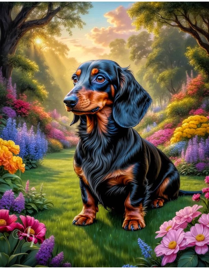 Dachshund Dog Portrait Paintings