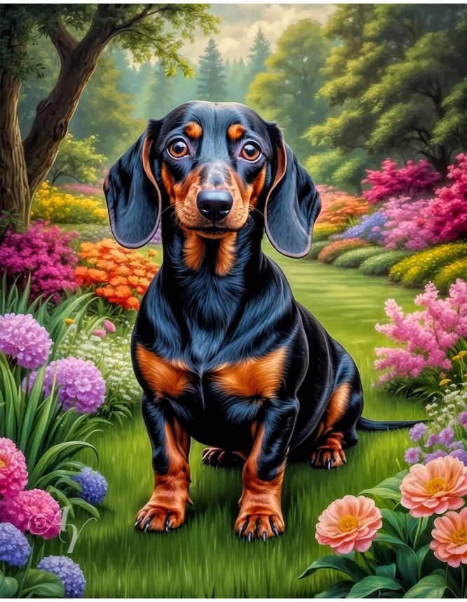 Dachshund Dog Portrait Paintings