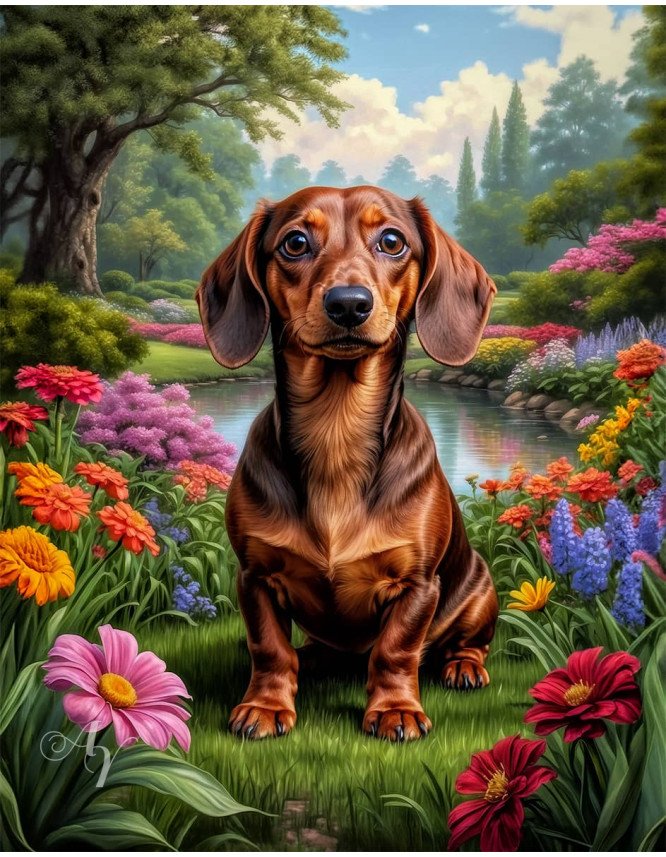 Dachshund Dog Portrait Paintings