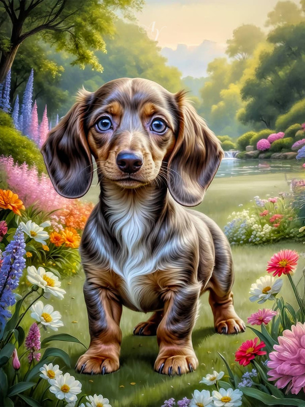 Dachshund Puppy Portrait Paintings