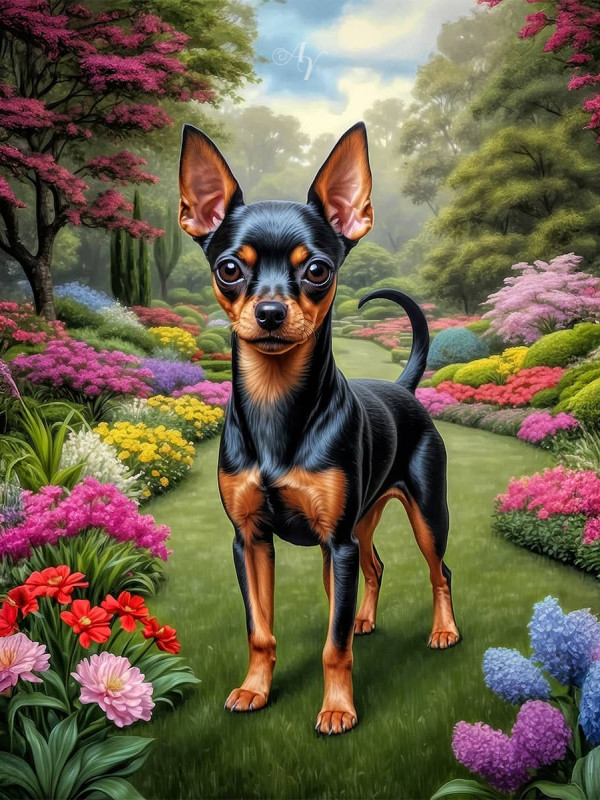 English Toy Terrier Portrait Paintings
