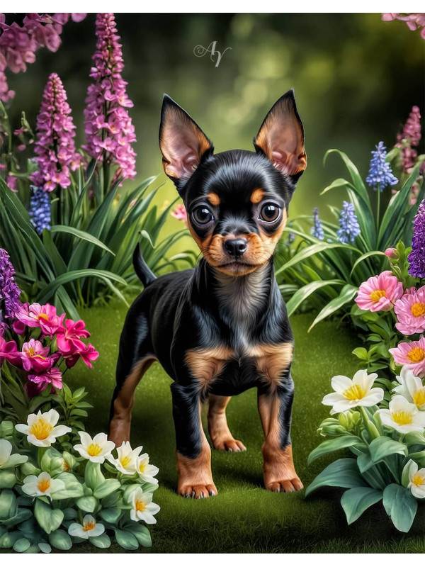 English Toy Terrier Portrait Paintings