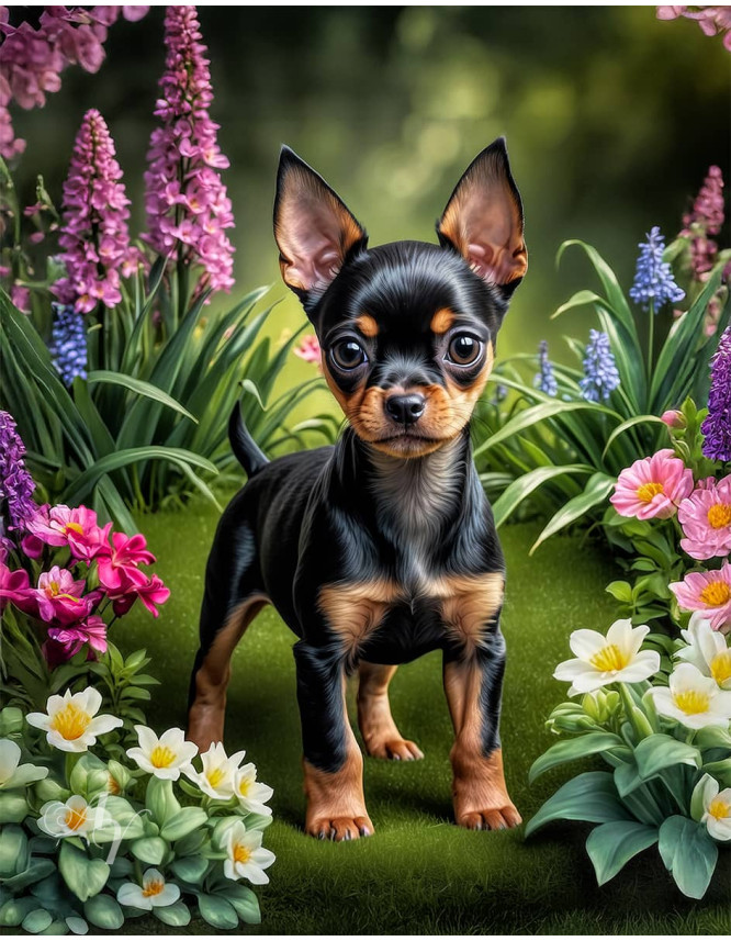 English Toy Terrier Portrait Paintings