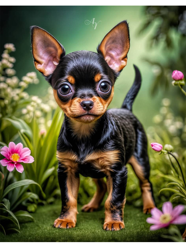 English Toy Terrier Portrait Paintings