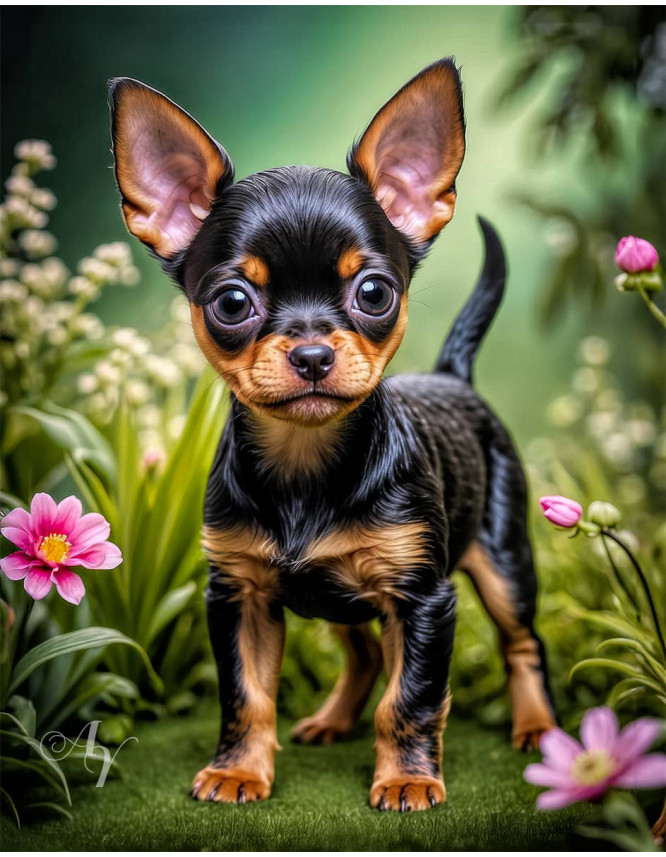 English Toy Terrier Portrait Paintings