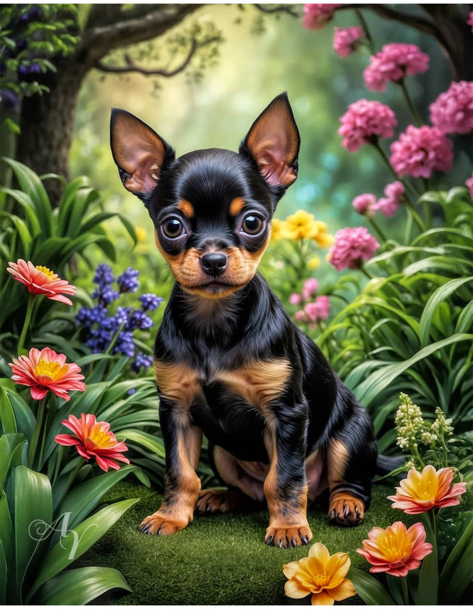 English Toy Terrier Portrait Paintings