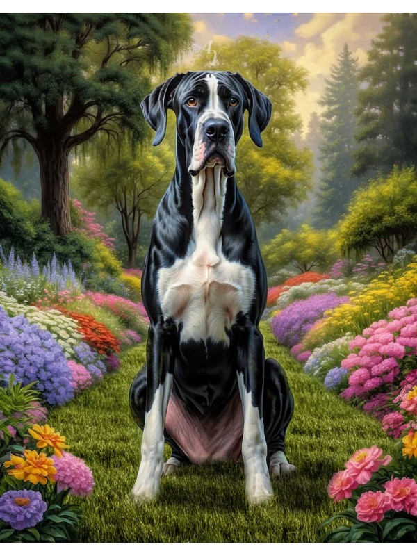 Great Dane Dog Portrait Paintings
