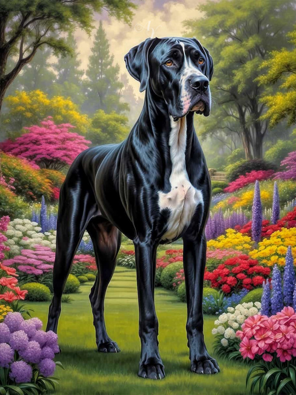 Great Dane Dog Portrait Paintings