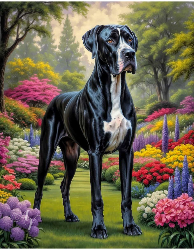 Great Dane Dog Portrait Paintings