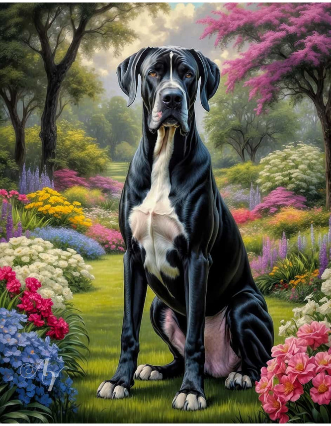Great Dane Dog Portrait Paintings
