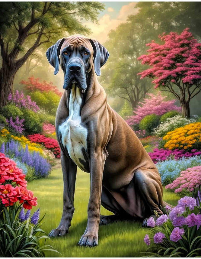 Great Dane Dog Portrait Paintings