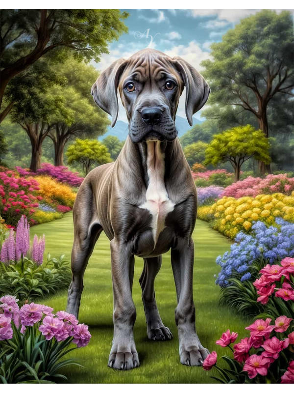 Great Dane Dog Portrait Paintings