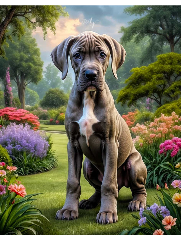 Great Dane Dog Portrait Paintings