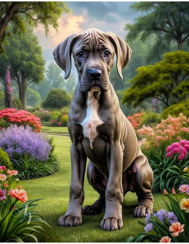 Great Dane Dog Portrait Paintings
