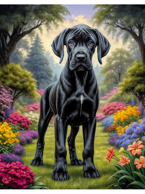 Great Dane Dog Portrait Paintings