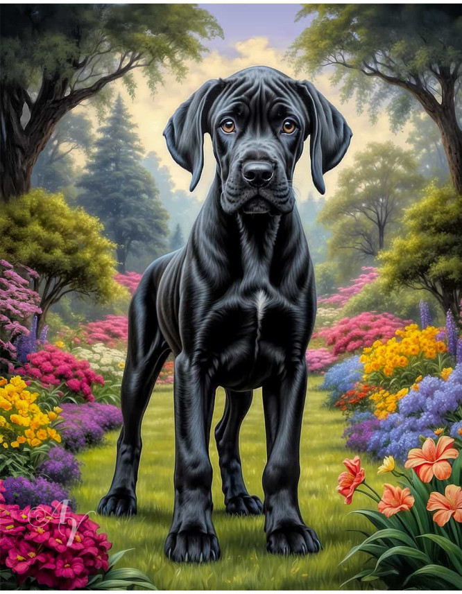 Great Dane Dog Portrait Paintings