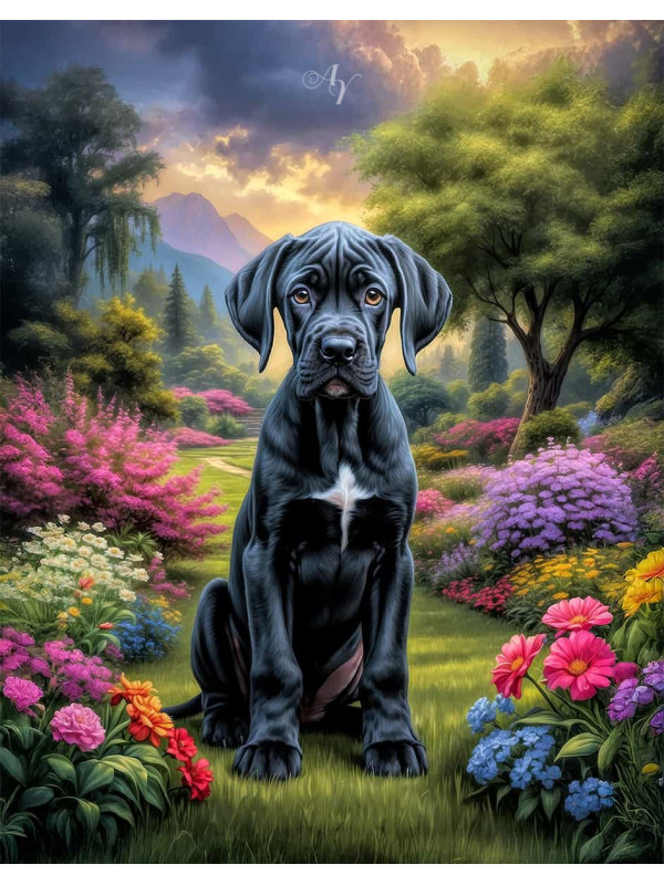 Great Dane Dog Portrait Paintings